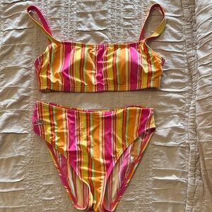 Colorful Striped  Swim Set